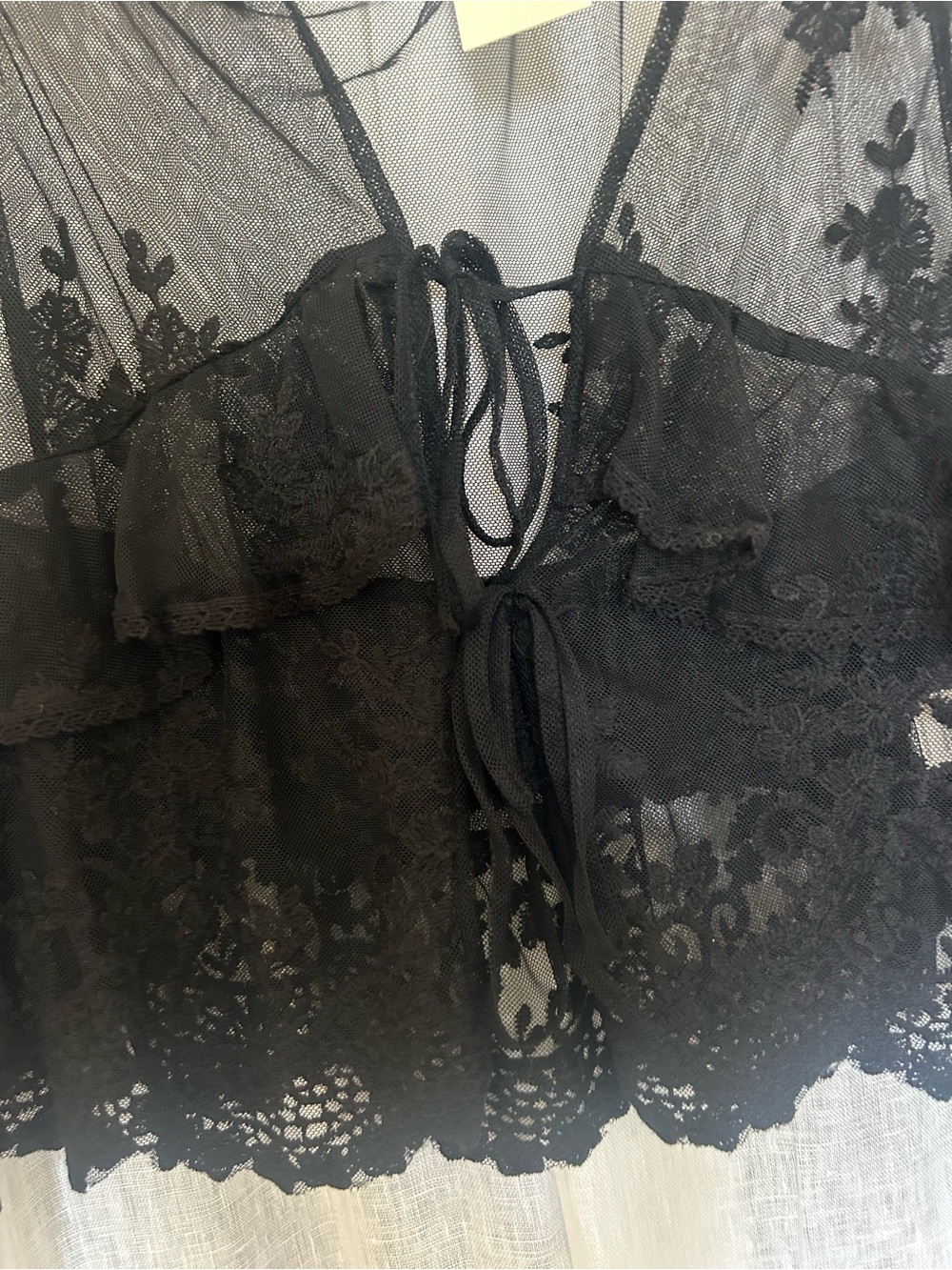 Black Lace Sheer Robe - Picture 3 of 5